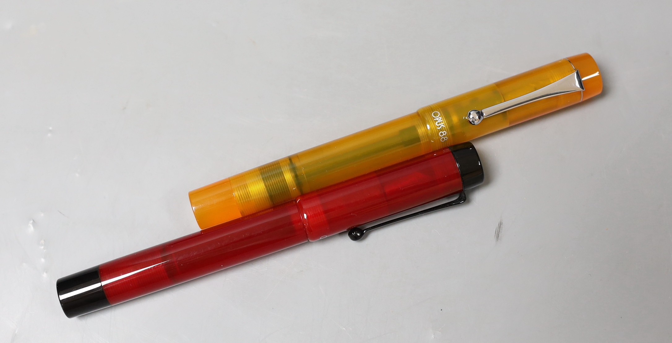 Two Opus 88 eye dropper fountain pens